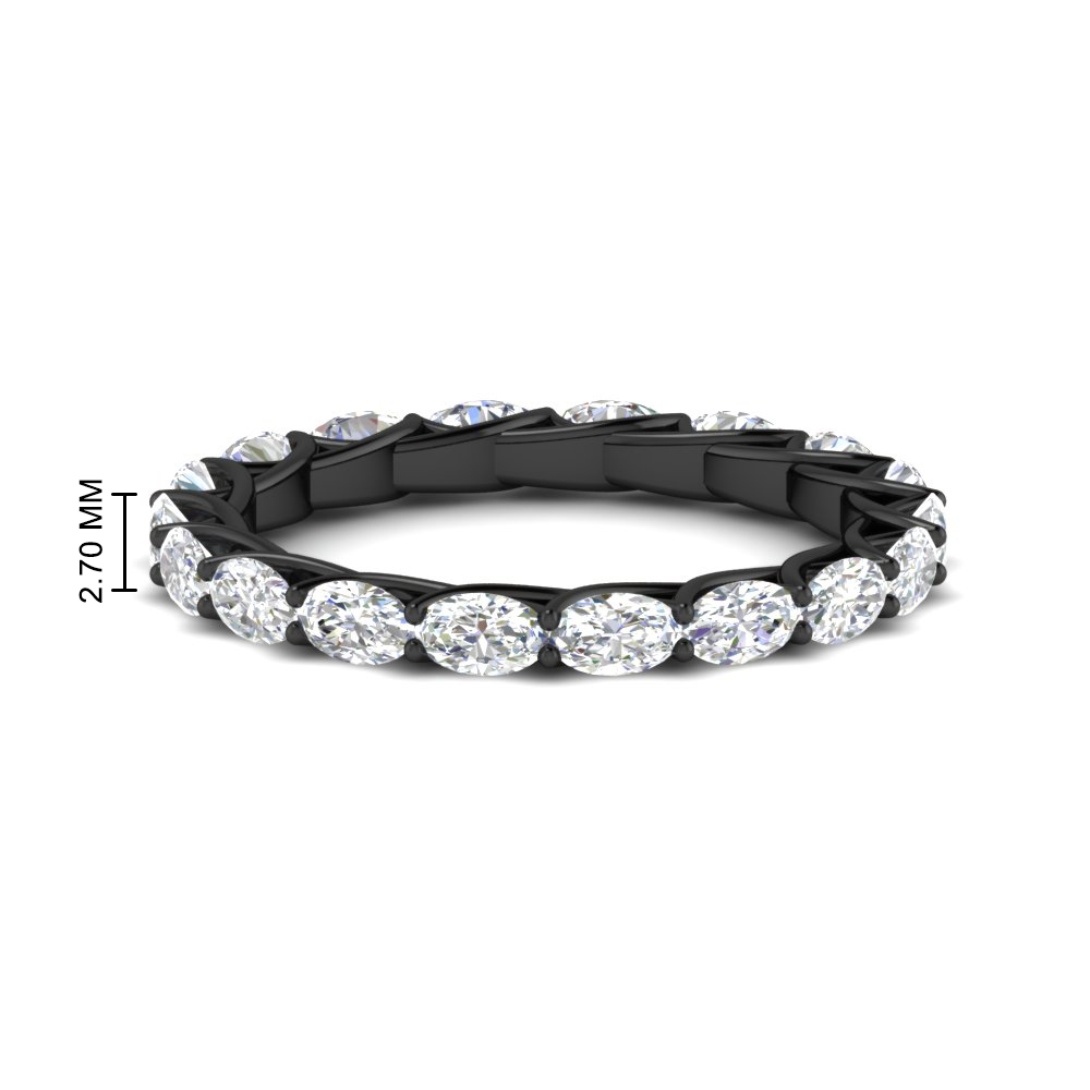 3 Carat Oval Horizontal Black Eternity Band with 14K Black Gold White Diamond