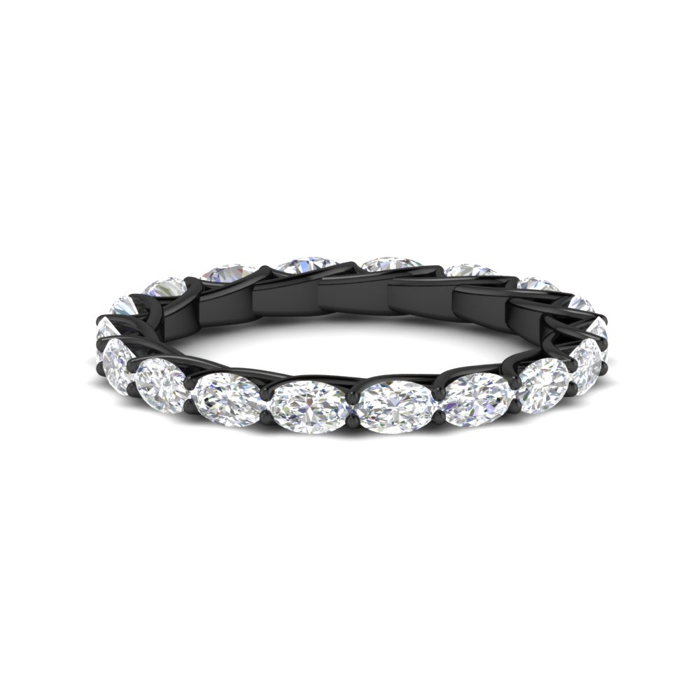 3 Carat Oval Horizontal Black Eternity Band with 14K Black Gold White Diamond