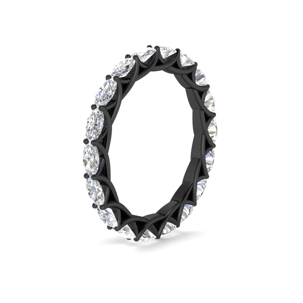 3 Carat Oval Horizontal Black Eternity Band with 14K Black Gold White Diamond
