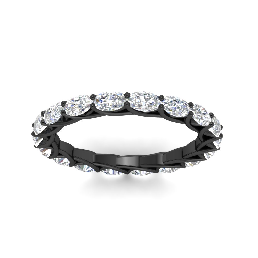 3 Carat Oval Horizontal Black Eternity Band with 14K Black Gold White Diamond