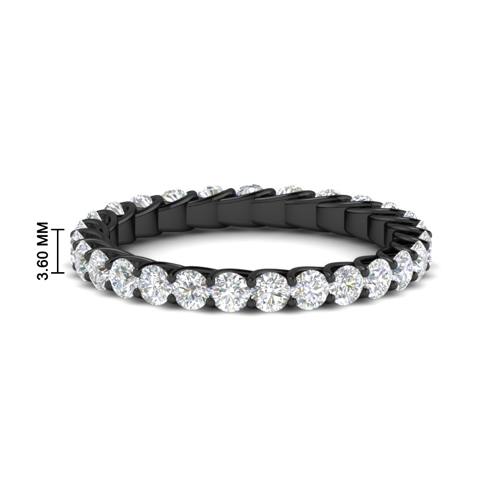 3 Ctw Round Diamond Wedding Black Ring Band with 14K Black Gold White Diamond