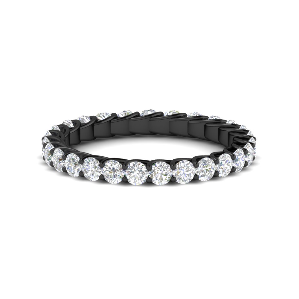 3 Ctw Round Diamond Wedding Black Ring Band with 14K Black Gold White Diamond