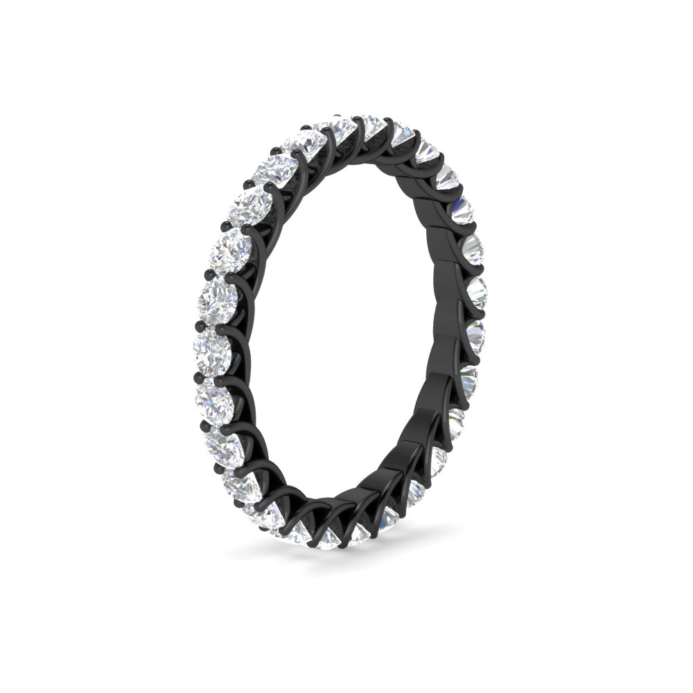 3 Ctw Round Diamond Wedding Black Ring Band with 14K Black Gold White Diamond
