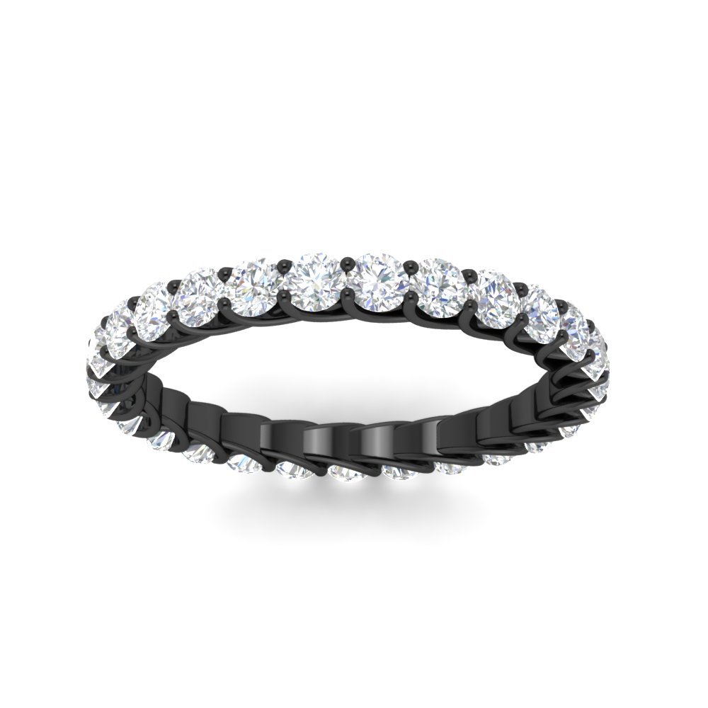 3 Ctw Round Diamond Wedding Black Ring Band with 14K Black Gold White Diamond