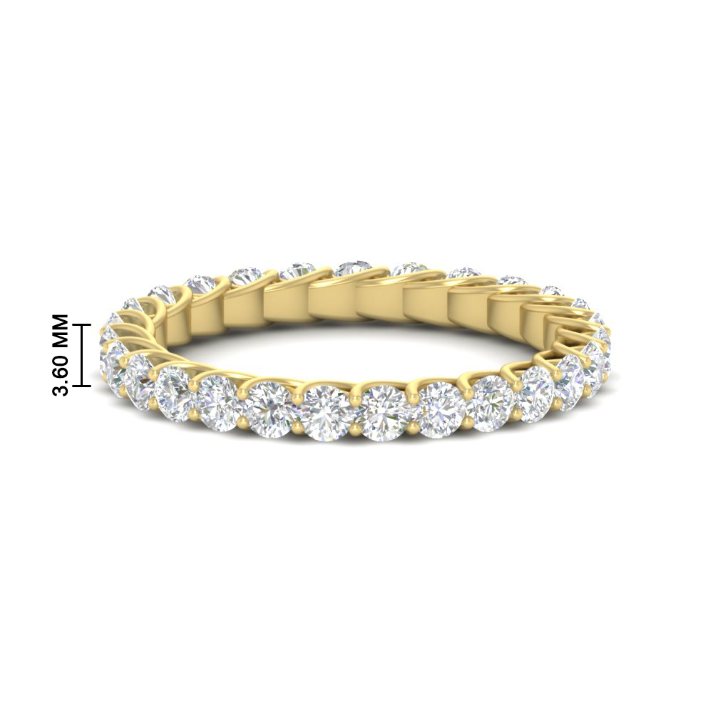 3 Ctw Round Diamond Wedding Ring Band with 14K Yellow Gold White Diamond