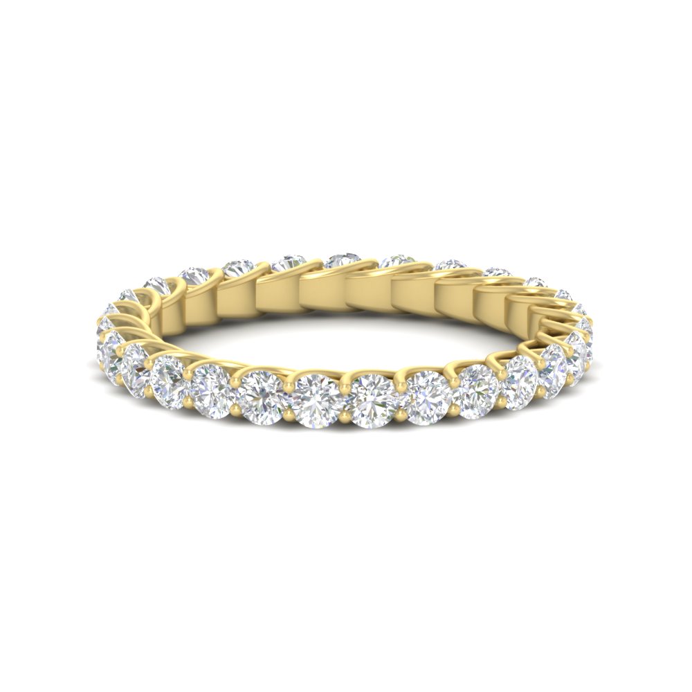 3 Ctw Round Diamond Wedding Ring Band with 14K Yellow Gold White Diamond