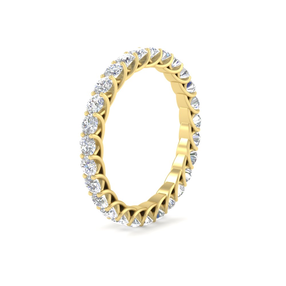 3 Ctw Round Diamond Wedding Ring Band with 14K Yellow Gold White Diamond