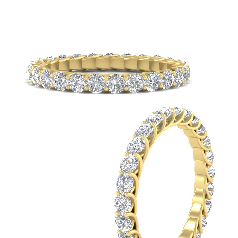 3 Ctw Round Diamond Wedding Ring Band with 14K Yellow Gold White Diamond