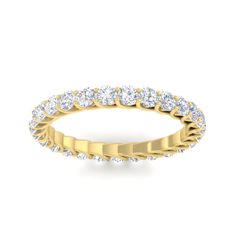 3 Ctw Round Diamond Wedding Ring Band with 14K Yellow Gold White Diamond