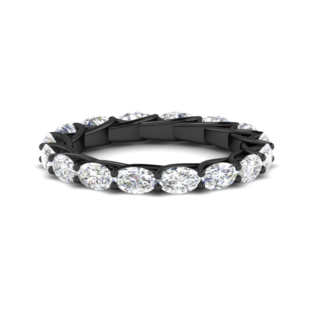 4 Carat Diamond Oval Black Wedding Band with 14K Black Gold White Diamond