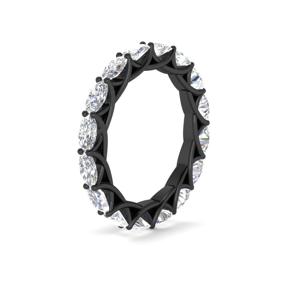 4 Carat Diamond Oval Black Wedding Band with 14K Black Gold White Diamond