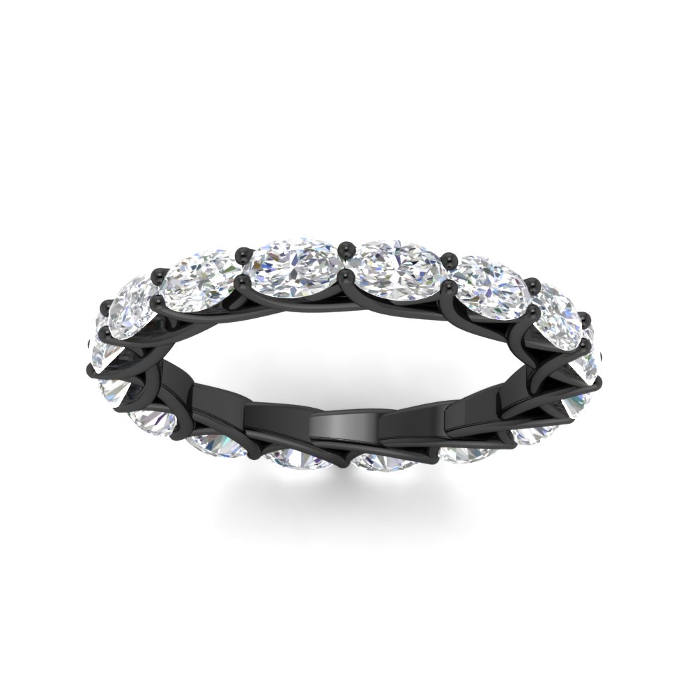 4 Carat Diamond Oval Black Wedding Band with 14K Black Gold White Diamond