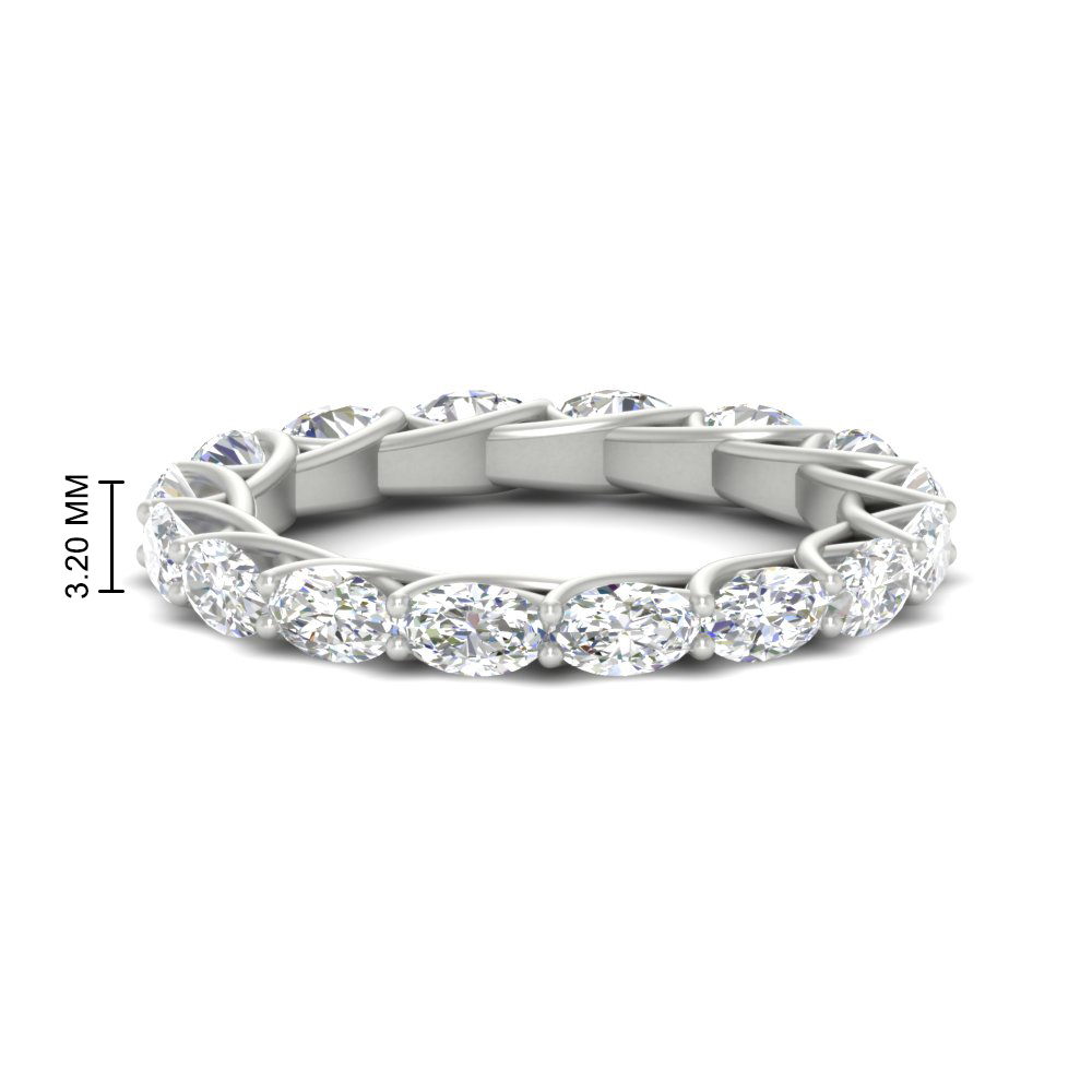 4 Carat Diamond Oval Wedding Band with 14K White Gold White Diamond
