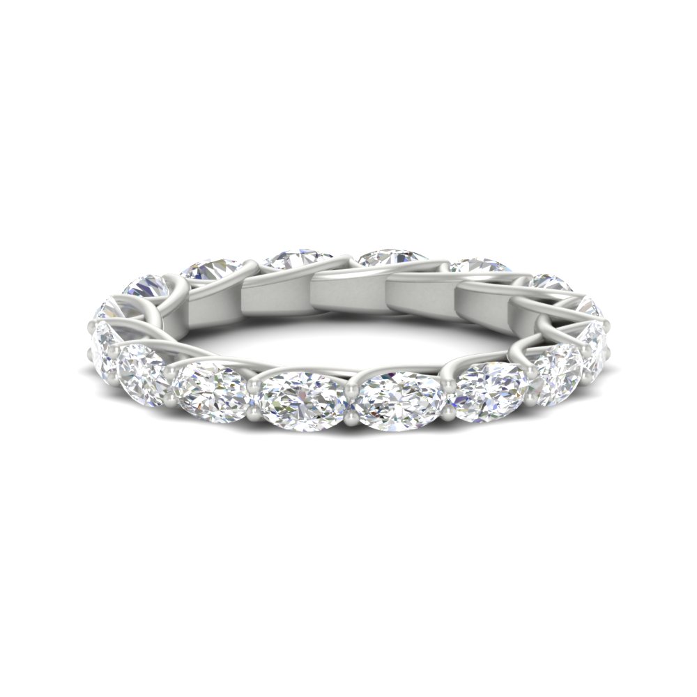 4 Carat Diamond Oval Wedding Band with 14K White Gold White Diamond