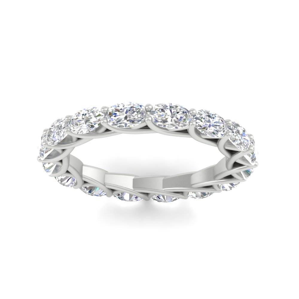 4 Carat Diamond Oval Wedding Band with 14K White Gold White Diamond