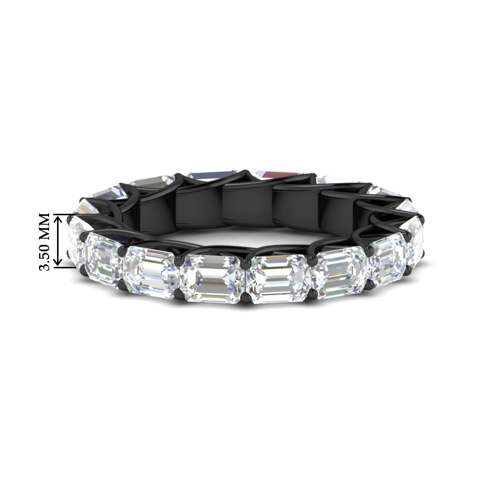 4 Carat Perfect Emerald Cut Eternity Black Band with 14K Black Gold White Diamond