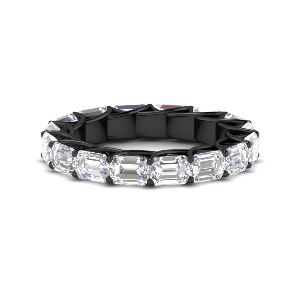 4 Carat Perfect Emerald Cut Eternity Black Band with 14K Black Gold White Diamond