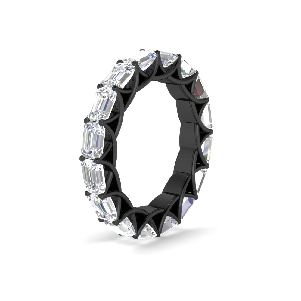 4 Carat Perfect Emerald Cut Eternity Black Band with 14K Black Gold White Diamond