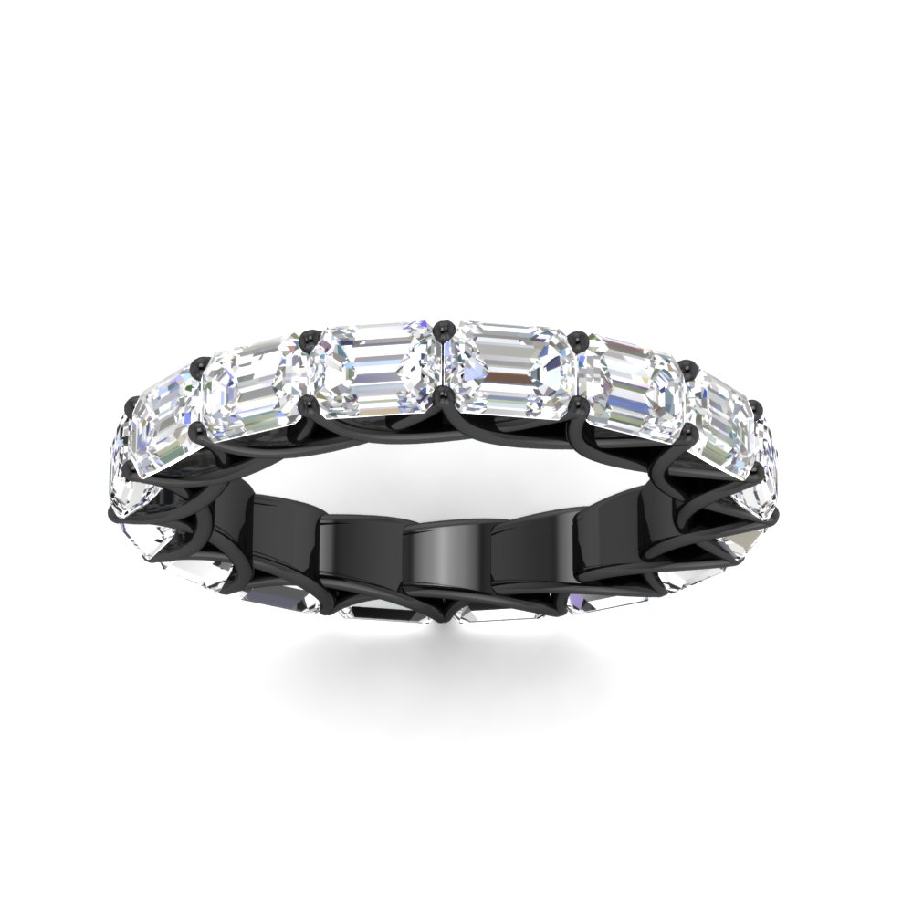 4 Carat Perfect Emerald Cut Eternity Black Band with 14K Black Gold White Diamond