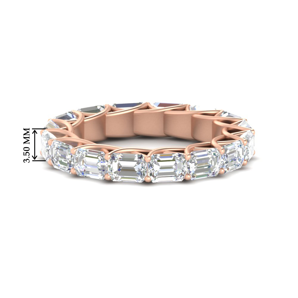 4 Carat Perfect Emerald Cut Eternity Band with 14K Rose Gold White Diamond