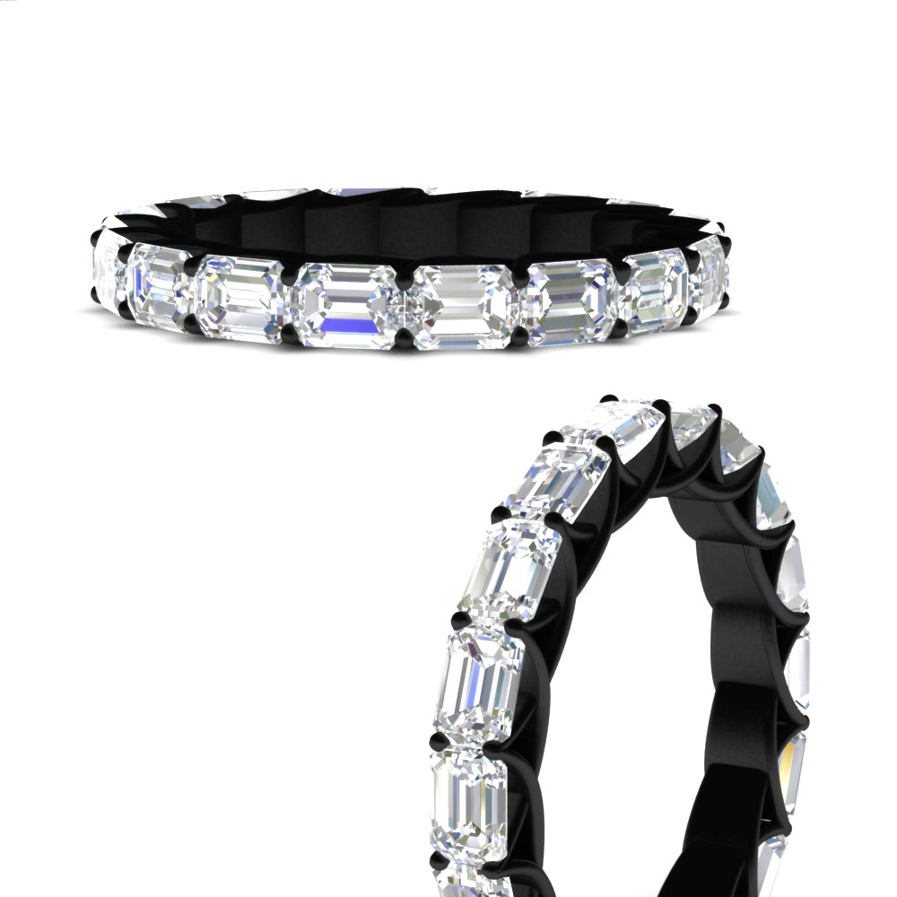 4 Carat Perfect Emerald Cut Eternity Black Band with 14K Black Gold White Diamond