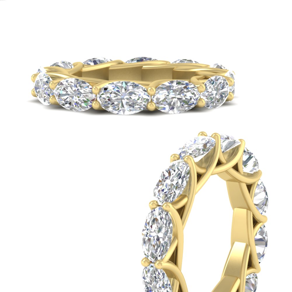 5 Carat Oval Horizontal Eternity Band Ring with 14K Yellow Gold White Diamond
