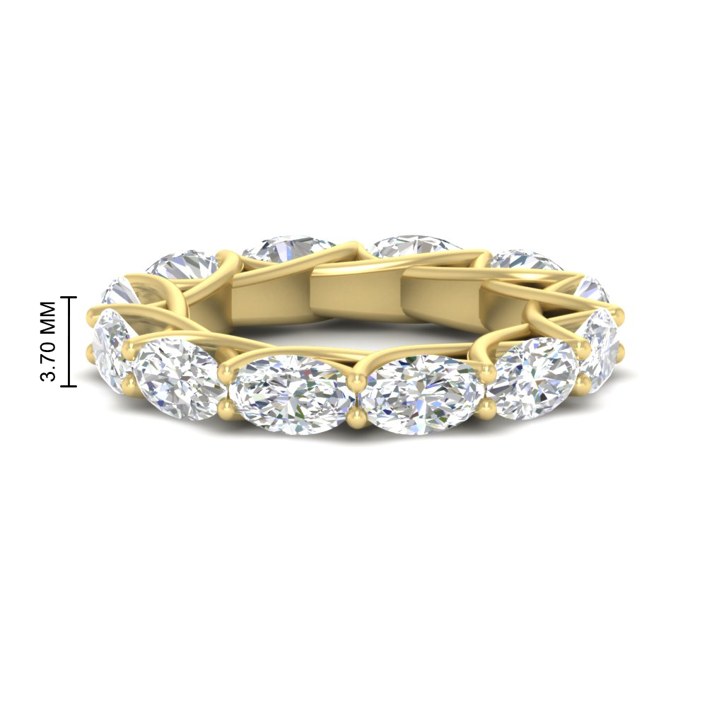 5 Carat Oval Horizontal Eternity Band Ring with 14K Yellow Gold White Diamond
