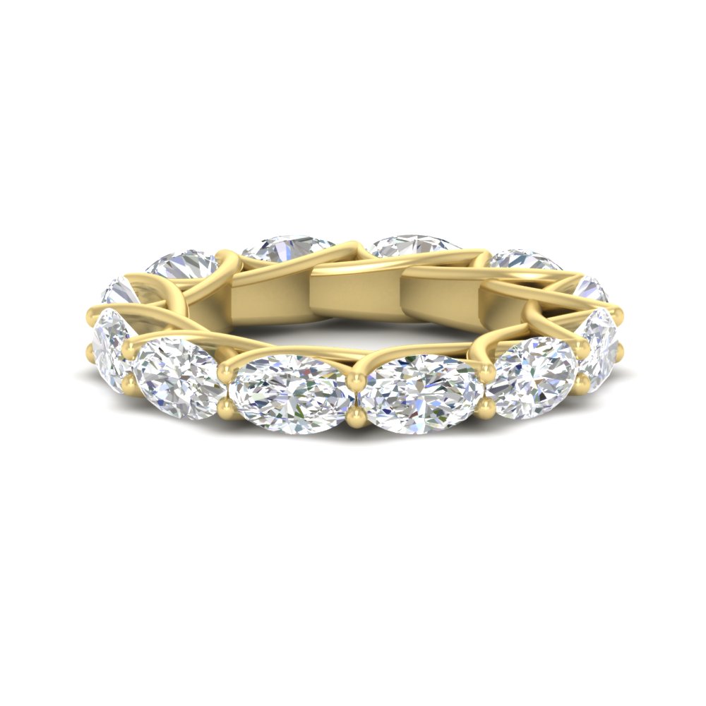 5 Carat Oval Horizontal Eternity Band Ring with 14K Yellow Gold White Diamond