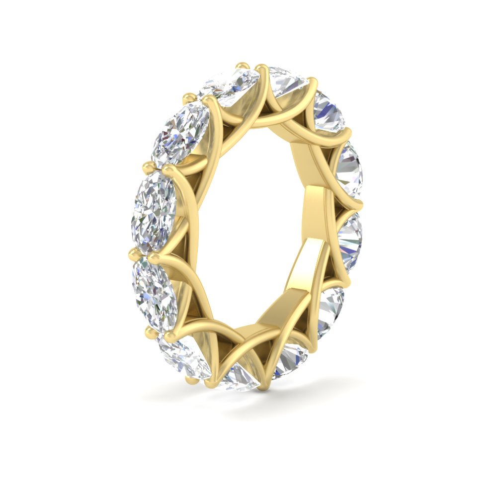 5 Carat Oval Horizontal Eternity Band Ring with 14K Yellow Gold White Diamond