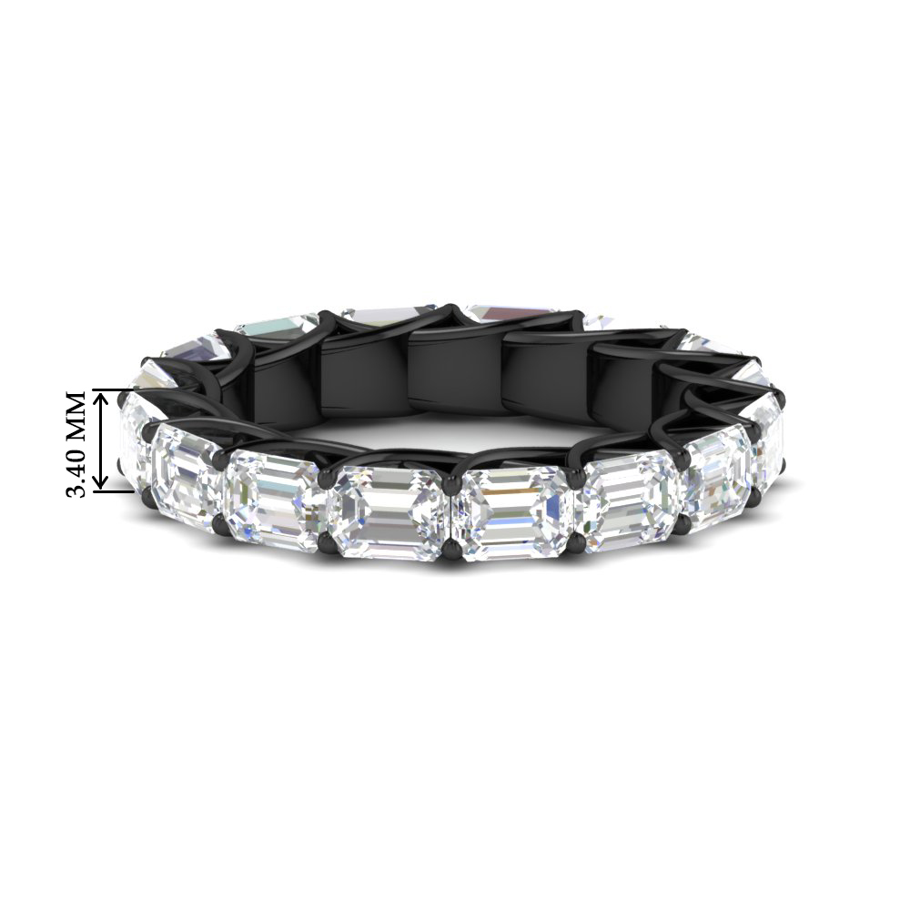 5 Carat Trellis Emerald Cut Eternity Diamond Black Band with 14K Black Gold White Diamond