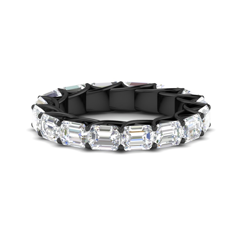 5 Carat Trellis Emerald Cut Eternity Diamond Black Band with 14K Black Gold White Diamond