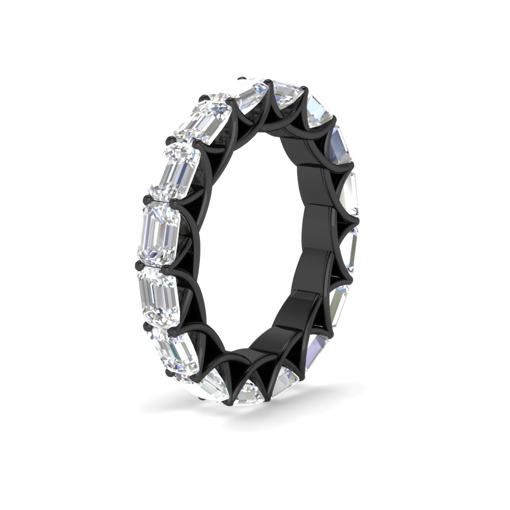 5 Carat Trellis Emerald Cut Eternity Diamond Black Band with 14K Black Gold White Diamond