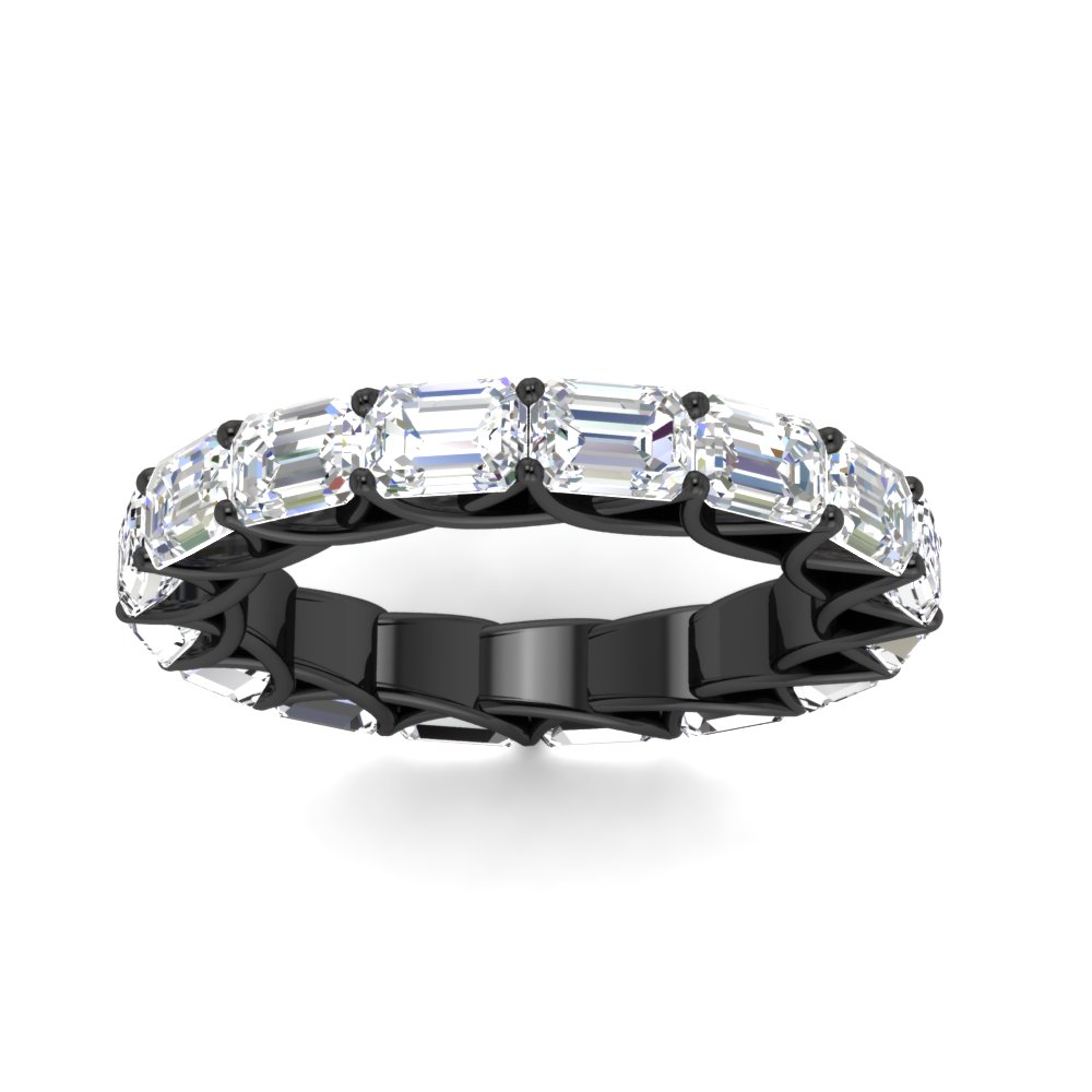 5 Carat Trellis Emerald Cut Eternity Diamond Black Band with 14K Black Gold White Diamond