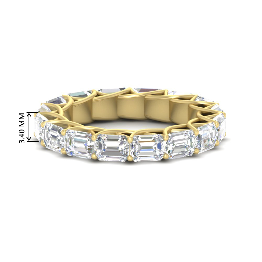 5 Carat Trellis Emerald Cut Eternity Diamond Band with 14K Yellow Gold White Diamond