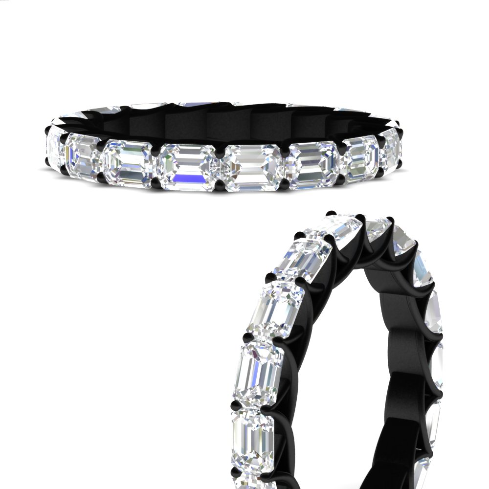 5 Carat Trellis Emerald Cut Eternity Diamond Black Band with 14K Black Gold White Diamond