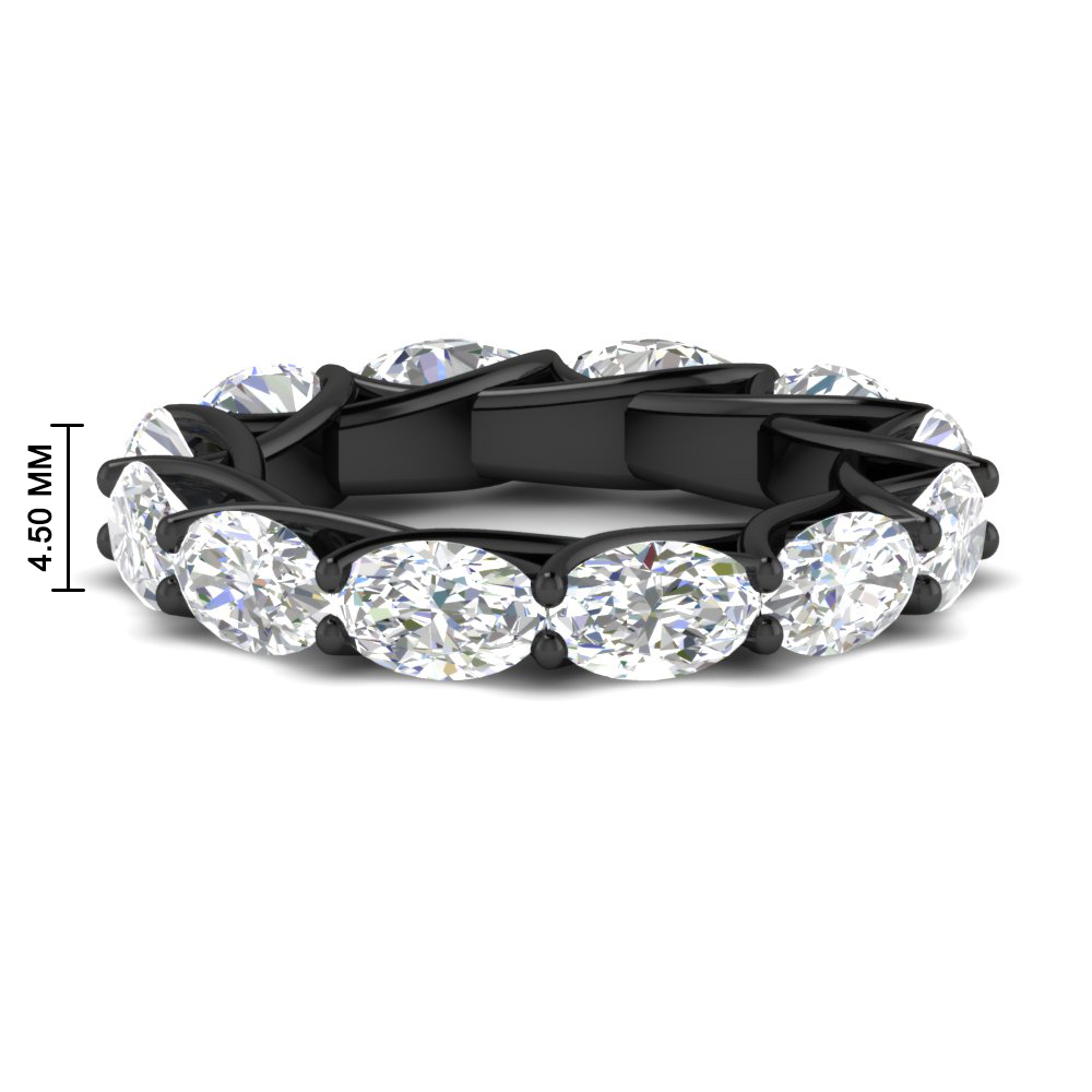 East West 10 Carat Oval Diamond Black Ring with 14K Black Gold White Diamond