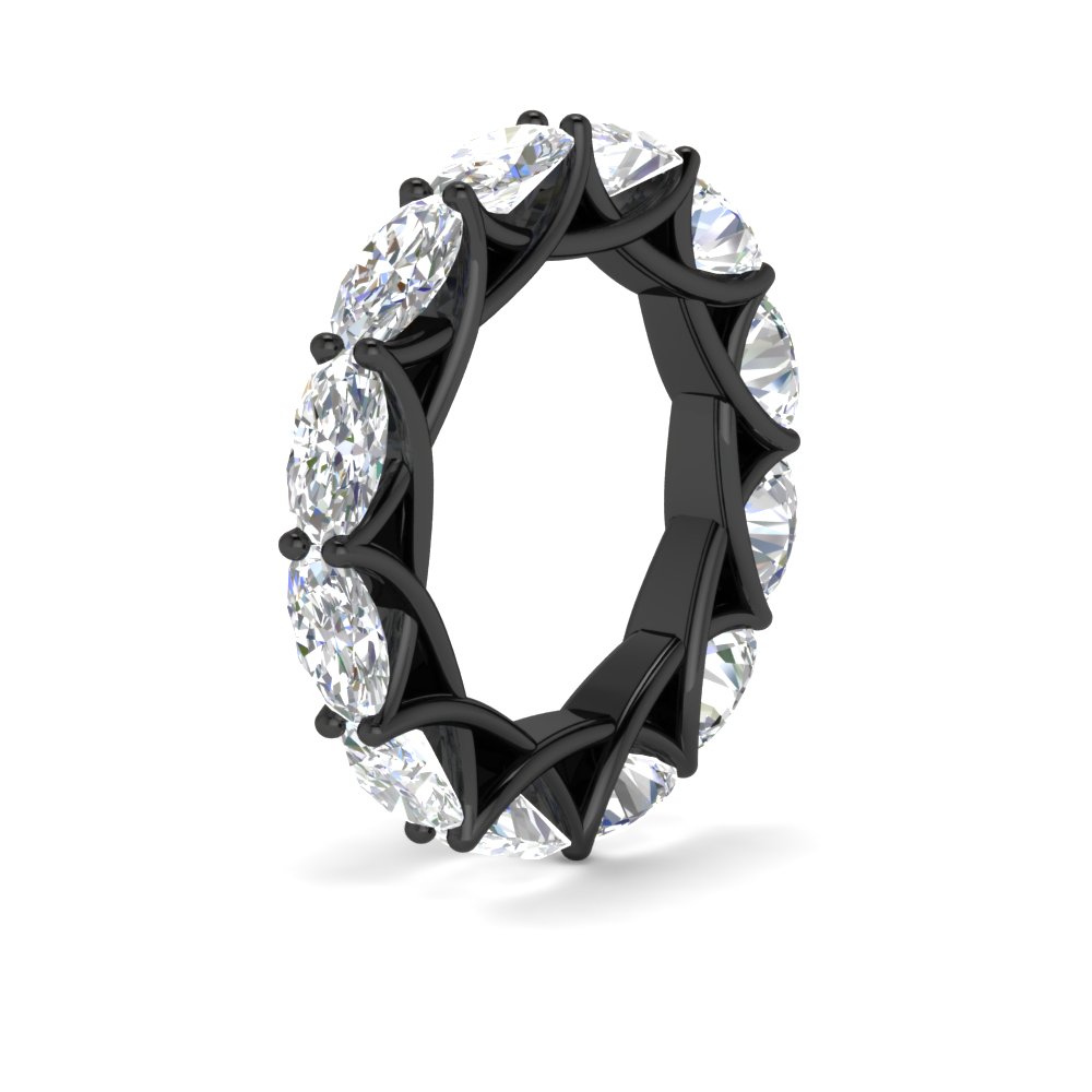 East West 10 Carat Oval Diamond Black Ring with 14K Black Gold White Diamond