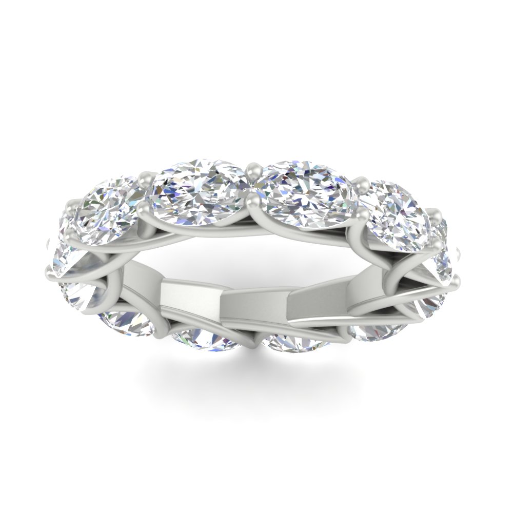 East West 10 Carat Oval Diamond Ring with 14K White Gold White Diamond