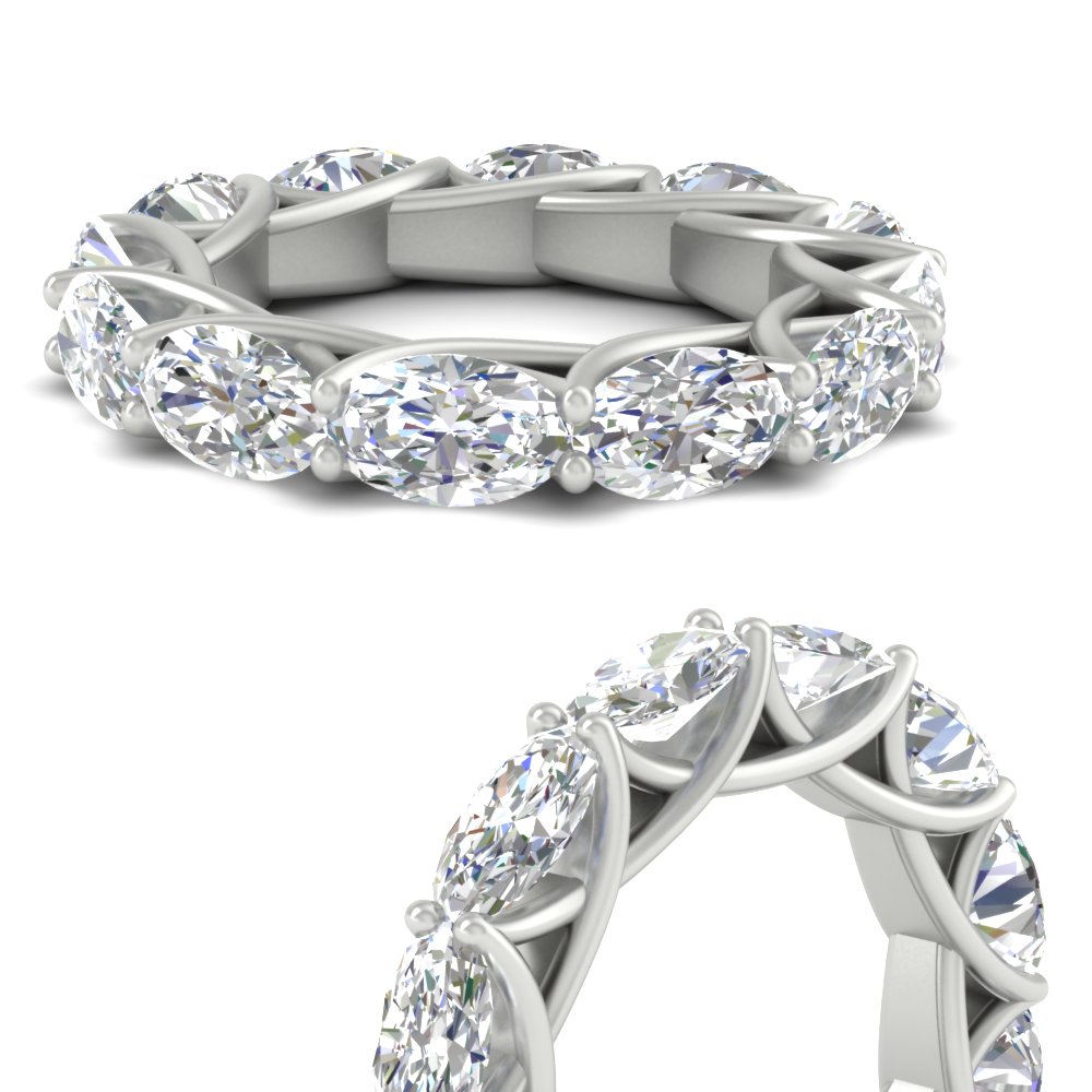 East West 10 Carat Oval Diamond Ring with 14K White Gold White Diamond