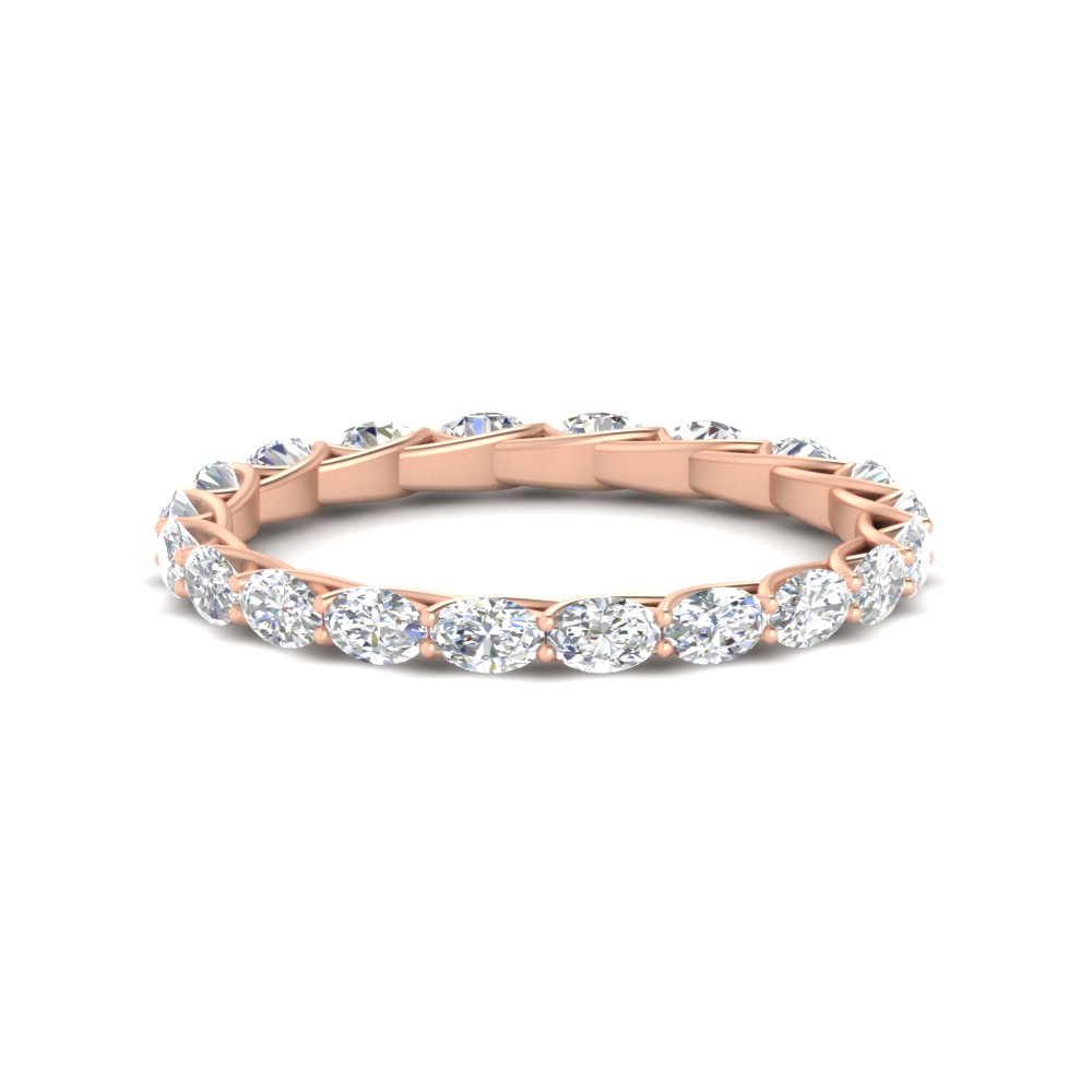 east west oval 2 carat diamond wedding ring in rose gold FDEWB10203OV 2.00CT NL RG