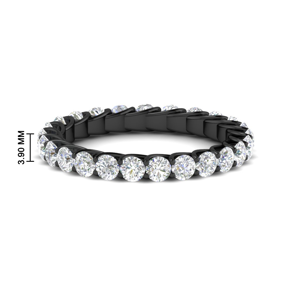 Trellis 4 Carat Round Diamond Anniversary Black Band with 14K Black Gold White Diamond