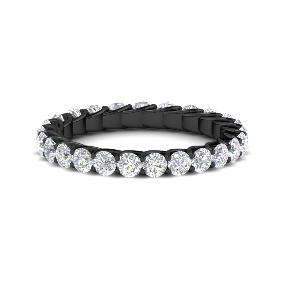 Trellis 4 Carat Round Diamond Anniversary Black Band with 14K Black Gold White Diamond
