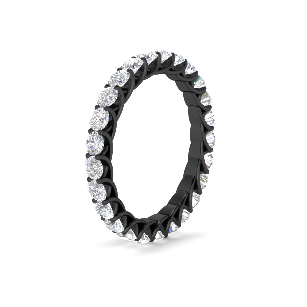 Trellis 4 Carat Round Diamond Anniversary Black Band with 14K Black Gold White Diamond