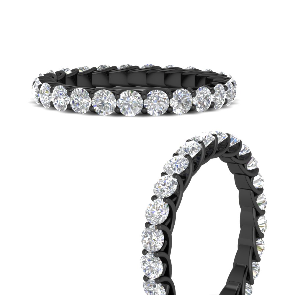 Trellis 4 Carat Round Diamond Anniversary Black Band with 14K Black Gold White Diamond