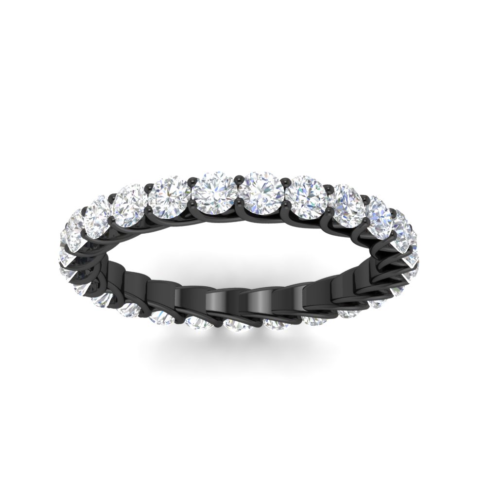 Trellis 4 Carat Round Diamond Anniversary Black Band with 14K Black Gold White Diamond