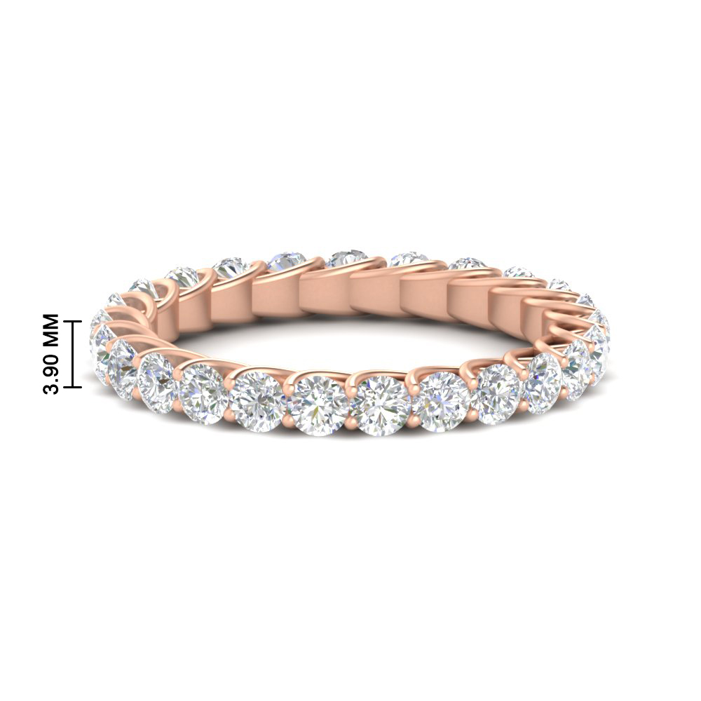 Trellis 4 Carat Round Diamond Anniversary Band with 14K Rose Gold White Diamond