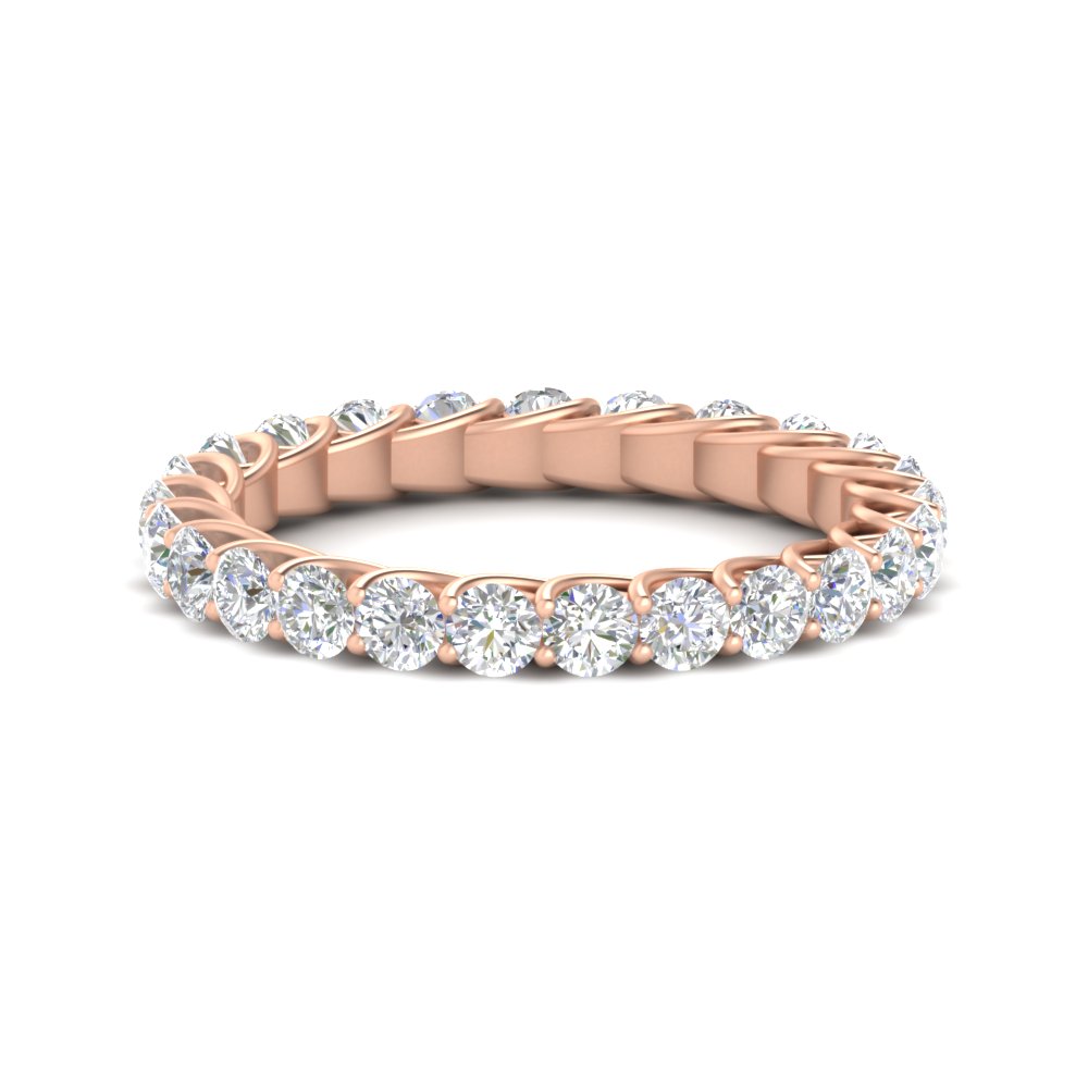 Trellis 4 Carat Round Diamond Anniversary Band with 14K Rose Gold White Diamond
