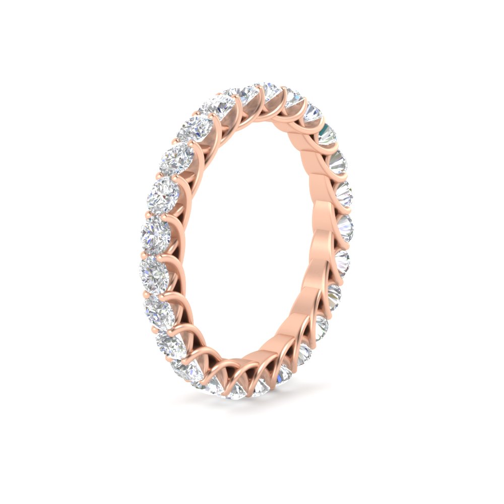 Trellis 4 Carat Round Diamond Anniversary Band with 14K Rose Gold White Diamond