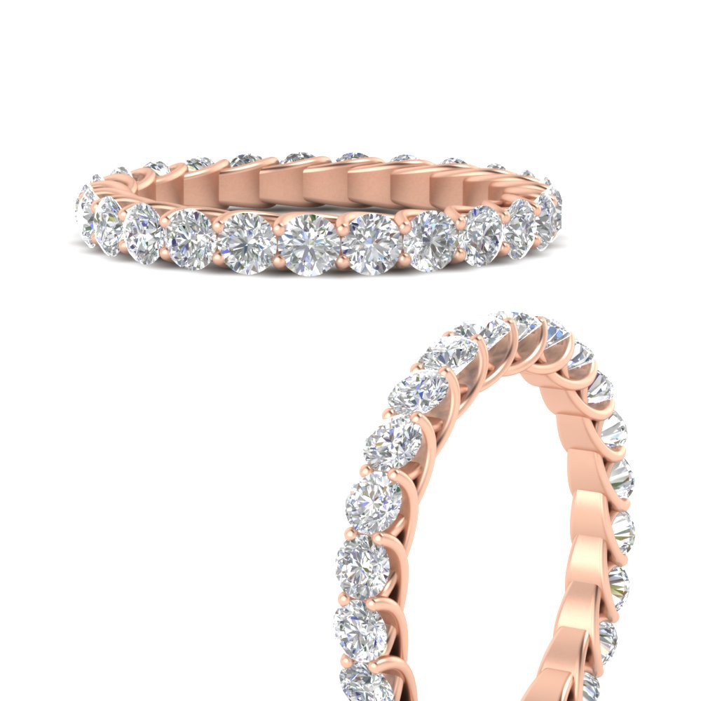 Trellis 4 Carat Round Diamond Anniversary Band with 14K Rose Gold White Diamond