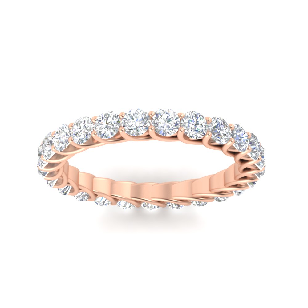 Trellis 4 Carat Round Diamond Anniversary Band with 14K Rose Gold White Diamond